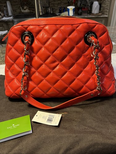 Kate Spade Georgina Gold Coast Maraschino Cherry Red Quilted Leather Bag $458 - Picture 3 of 10
