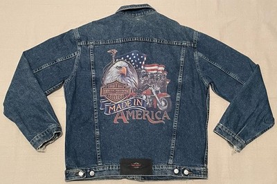 Vintage Harley Davidson Denim Jacket Adult M Jean Trucker Barn Made In America