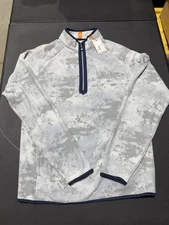 NWT MEN'S PETER MILLAR 1/4 ZIP FLEECE PULLOVER, SIZE: M, COLOR: GRAY/NAVY(M9.16)