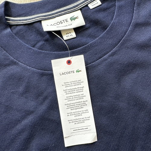 Lacoste Men's Colorblock Cotton Jersey Crew Neck T-Shirt in Navy TH3242 51HHW - Picture 7 of 10