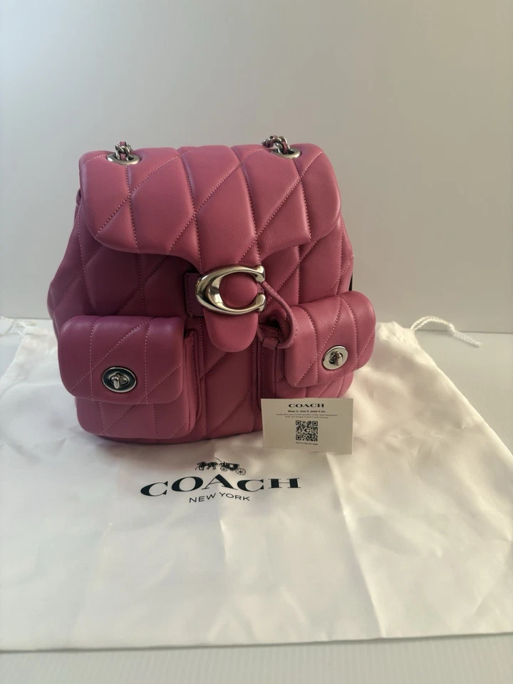 Рюкзак Coach Tabby с подушкой для квилтинга серебристый фуксия наппа кожа новый без ценников - Изображение 3 из 4