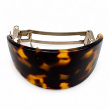 Wide Curved Tortoiseshell Pattern Hair Barrette Brown Amber Hair Clip
