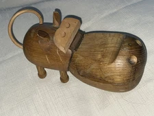 Hippo Zoo Line Vintage 1959 Japan Teak Wood Hippopotamus Trinket Box