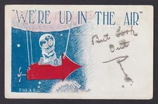 UNITED STATES, Postcard, Couple in Airship Balloon in Space