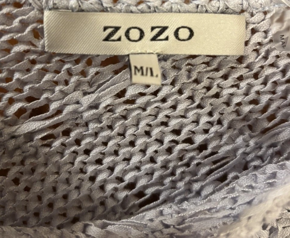 ZOZO Feminino Lavanda a Azul Ombré Poncho Fita Malha Suéter M/G - Imagem 3 de 4