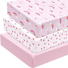 3 Pack Fitted Crib Sheets, Ultra Soft Breathable Comfortable Baby Sheet Set f...