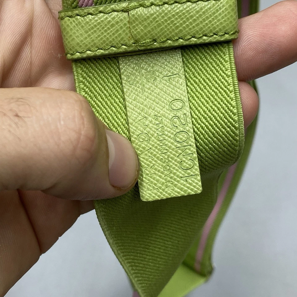 Cinturón elástico Prada vintage Y2K cierre elástico verde rosa rayas Foto 4 de 4