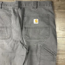Carhartt Mens 36x30 Canvas Work Pants Rugged Flex Relaxed Fit Grey
