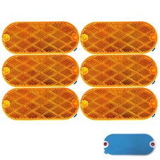 6 Pack Oval Reflectors Red Amber, Self Adhesive Drill Mount Safety Marker