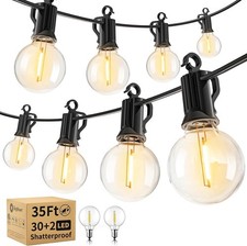 Outdoor String Lights Waterproof Globe Patio Lights 35 Ft W/ 30 G40 Shatterproof