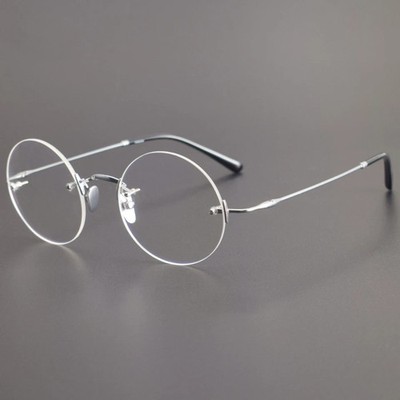 Pure Rimless Titanium Eyeglass frame Jobs Ultralight Round Glasses Spectacles