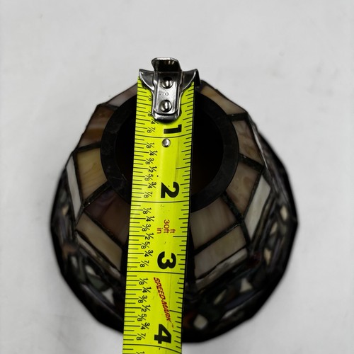 Vintage Tiffany Style Stained Glass Lamp Bell Turtleback Jeweled Shade 7” W - Bild 8 von 10