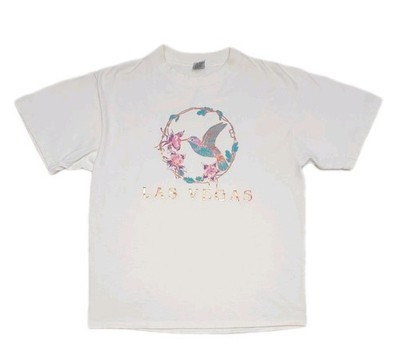 Vtg 90s Las Vegas Nevada T Shirt XL Single Stitch Made in USA Floral Hummingbird