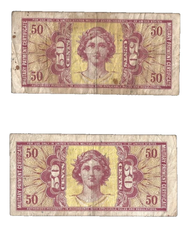 US Military Payment Cert💥series 541 .. 50 cents x 2 "REPLACEMENT" 🎯 Lot3976 - Image 2 of 2