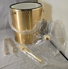 Ice Bucket Vintage Culver Brushed Gold & Lucite w/Hanging Tools All NIB