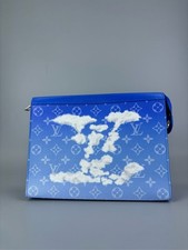 Louis Vuitton Pochette Voyage 26 blue sky and white clouds clutch bag blue white