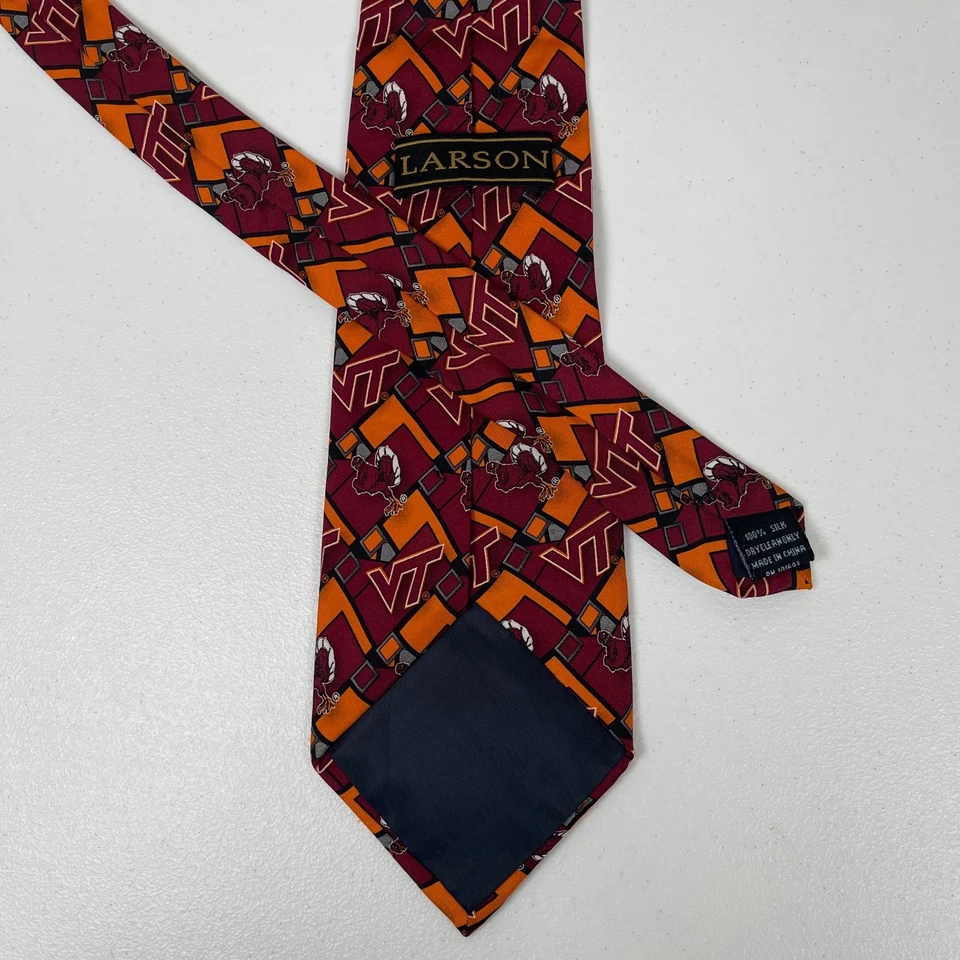 Corbata Virginia Tech Hokies Larson Silk College NCAA VT Logo Granate Naranja Foto 3 de 4
