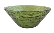 Vtg MCM Anchor Hocking Soreno Avocado Green Textured Chip Salad Serving Bowl