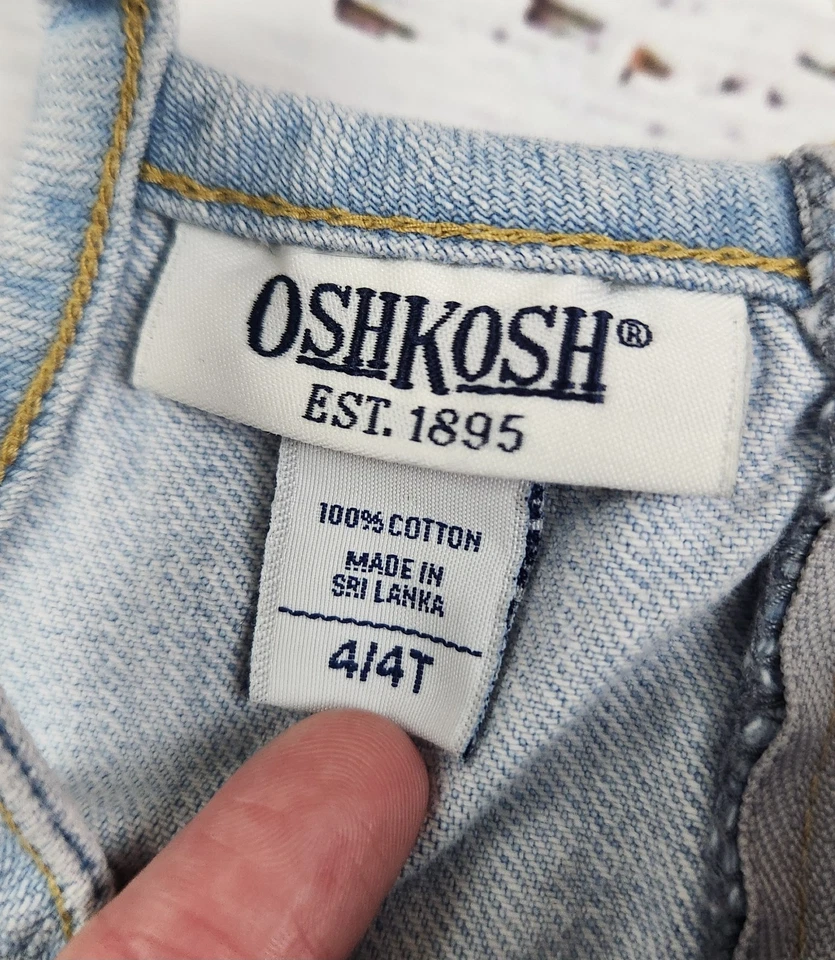 Vintage OshKosh Denim Jumper Dress Girls 4T Ice Cream Embroidery - Image 4 of 4