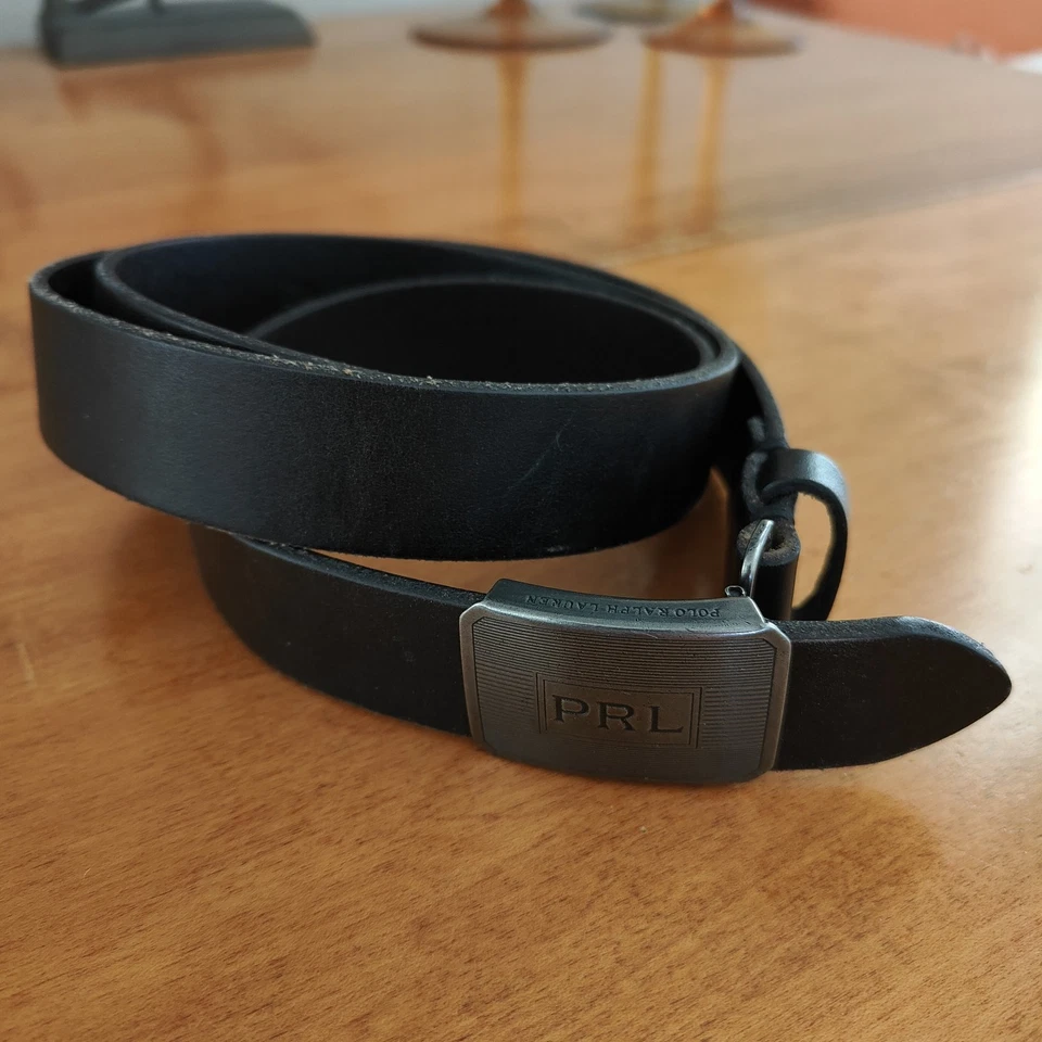 Cinturón de cuero negro con monograma placa de peltre POLO RALPH LAUREN para hombre talla 40 Foto 4 de 4