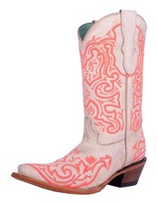 Corral Western Boots Girls Embroidery Snip Toe 3.5 Child Pearl T0157