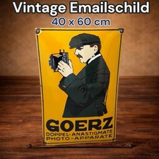 Vintage Alt GOERZ Kamera Emaile Reklame Werbe Schild Enamel Plaque Sign ÉMAILLÉE