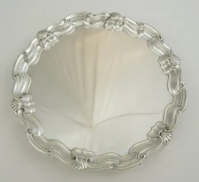 10 ¼" Heavy, Rococo Solid Sterling Silver Salver, Sheffield 1928, 260mm, 629g.