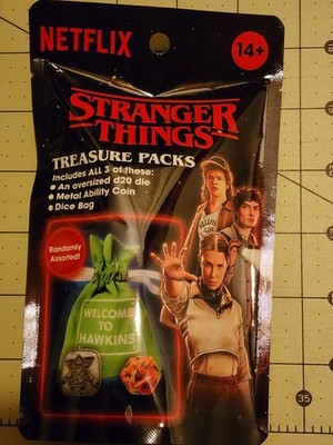 STRANGER THINGS Treasure Packs random Oversize D20 Coin Dice Bag Booster