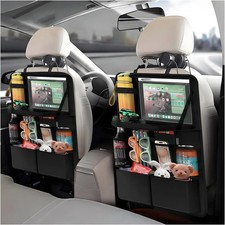2 PCS Car Backseat Organizer with Tray, Waterproof Back Seat Protector with Touc