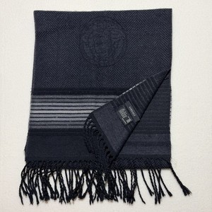 Versace Medusa Logo Black Gray Wool Scarf Preppy Designer Made In Italy