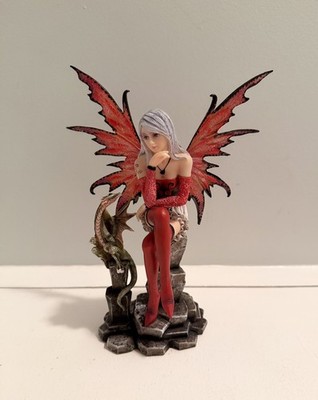 Red Fairy Pixie with Purple Dragon Fantasy Figurine New