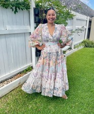 Zimmermann Halliday Tiered Midi Dress Size 2 AU 12 / US 8 Spliced Floral Wrap