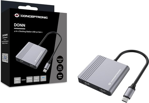 Conceptronic DONN13G 4-in-1 USB 3.2 Gen 1 Dockingstation - Photo 5/6