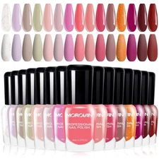 Morovan Fingernail Nail Polish Set: Hot Pink Nail Polish Kit Air Quick Dry Re...