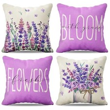 Spring Summer Purple Lavender Throw Pillow Covers 18x18 Floral Flowers