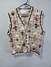 Vintage Eagle Eye Medium Christmas Embroidered Sweater Stocking Snowman