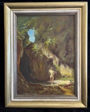 Beautiful oil painting "Bathing Nymph" after Spitzweg