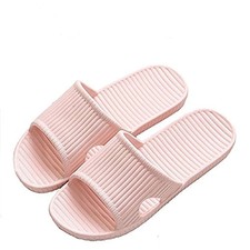 Shower Slippers for Women Men, Open-toe Quick 7-8 Wide Women/6-7 Wide Men Pink