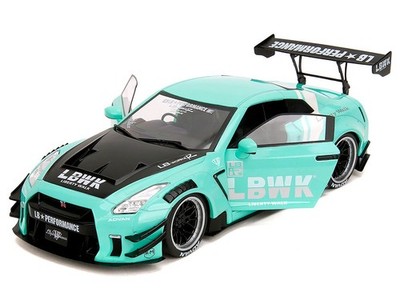 NISSAN GT-R (R35) LIBERTY WALK 2.0 RHD LIGHT BLUE 1/18 DIECAST BY