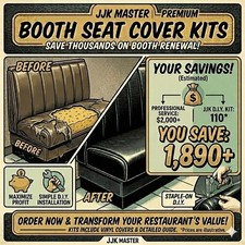 Restaurant Booth Seat Cover Replacement, STAPLE ON, Custom Fit, Heavy Duty Vinyl
