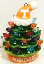 Tennessee Volunteers Ceramic Christmas Tree LED Ornament 4 Inch with Santa Hat