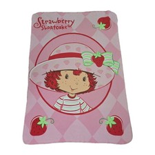 Vintage Strawberry Shortcake Fleece Throw Blanket Pink 44x62