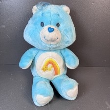 1984 Kenner Care Bears Wish Bear Plush 14  Blue Yellow Shooting Star Vintage