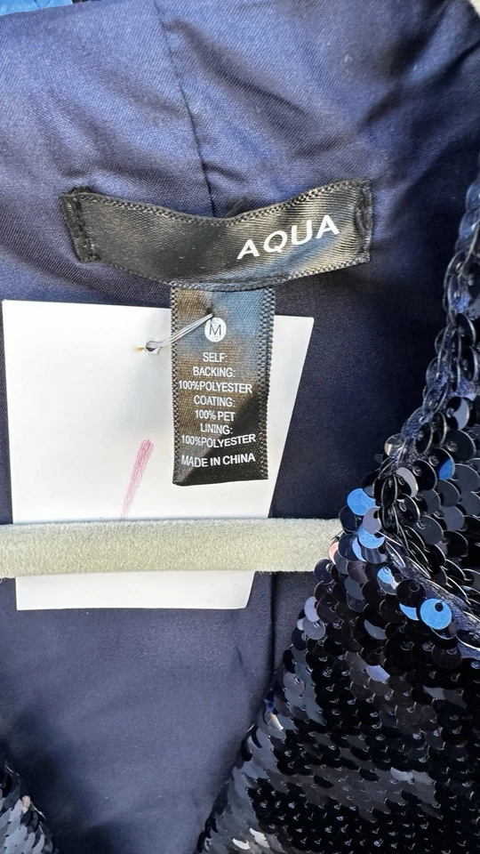 Blazer Aqua Lentejuelas Frente Abierto - Azul Marino Foto 3 de 4