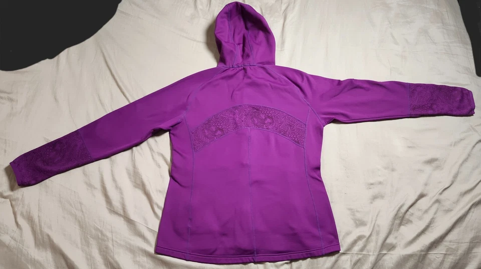 Chaqueta con capucha Title Nine púrpura para mujer cremallera floral cachemira talla grande Foto 2 de 4