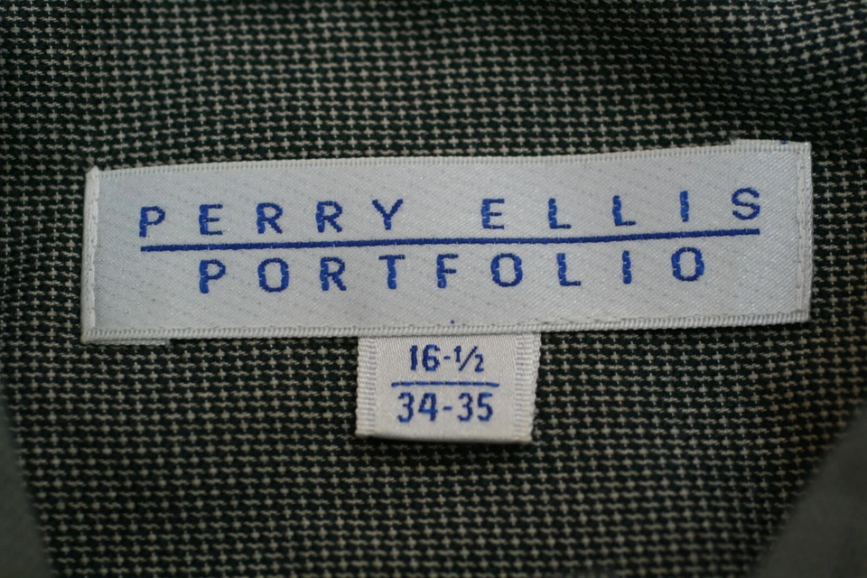 Camisa de vestir para hombre Perry Ellis Portfolio 16 1/2-34/35 gris texturizado 100 % algodón  Foto 2 de 4