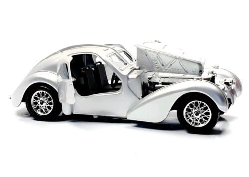 Antique Car 1936 Bugatti Atlantic Type 57 1/24 Scale Diecast Model Silver RHD