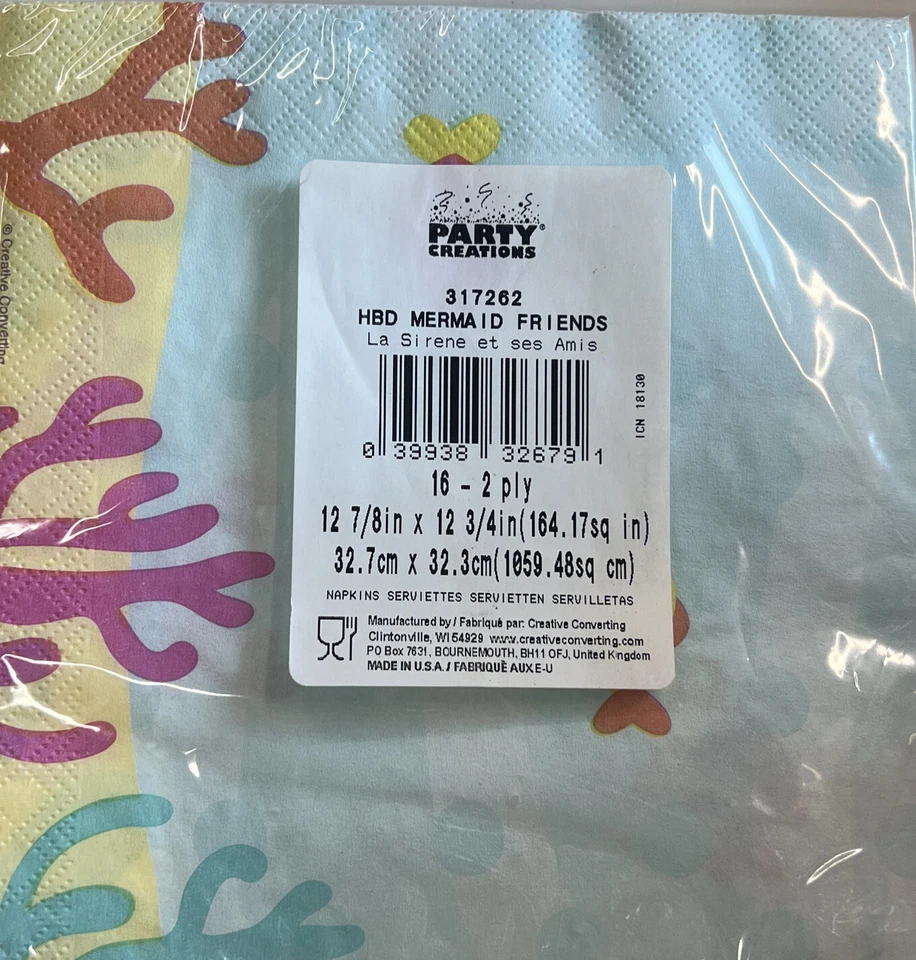 Mermaid Friends Birthday Party Supplies Luncheon Napkins 16 ct. - Image 2 of 2