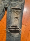 Amiri mike indigo mx1 leather stretch denim jeans size 34 waist W patched rare — photo 5