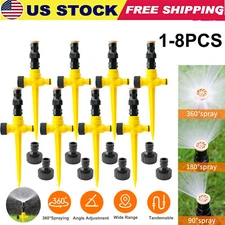 1-8PCS 360° Rotation Auto Irrigation System Garden Lawn Sprinkler Save Water USA